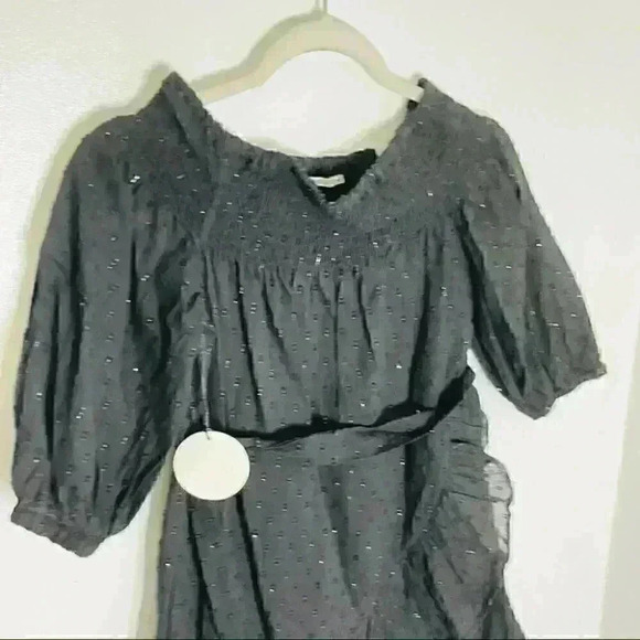 NEW Tularosa Maida Faux Wrap Ruffle Silver Dot and Black Dress Clubbing Party - Picture 5 of 7